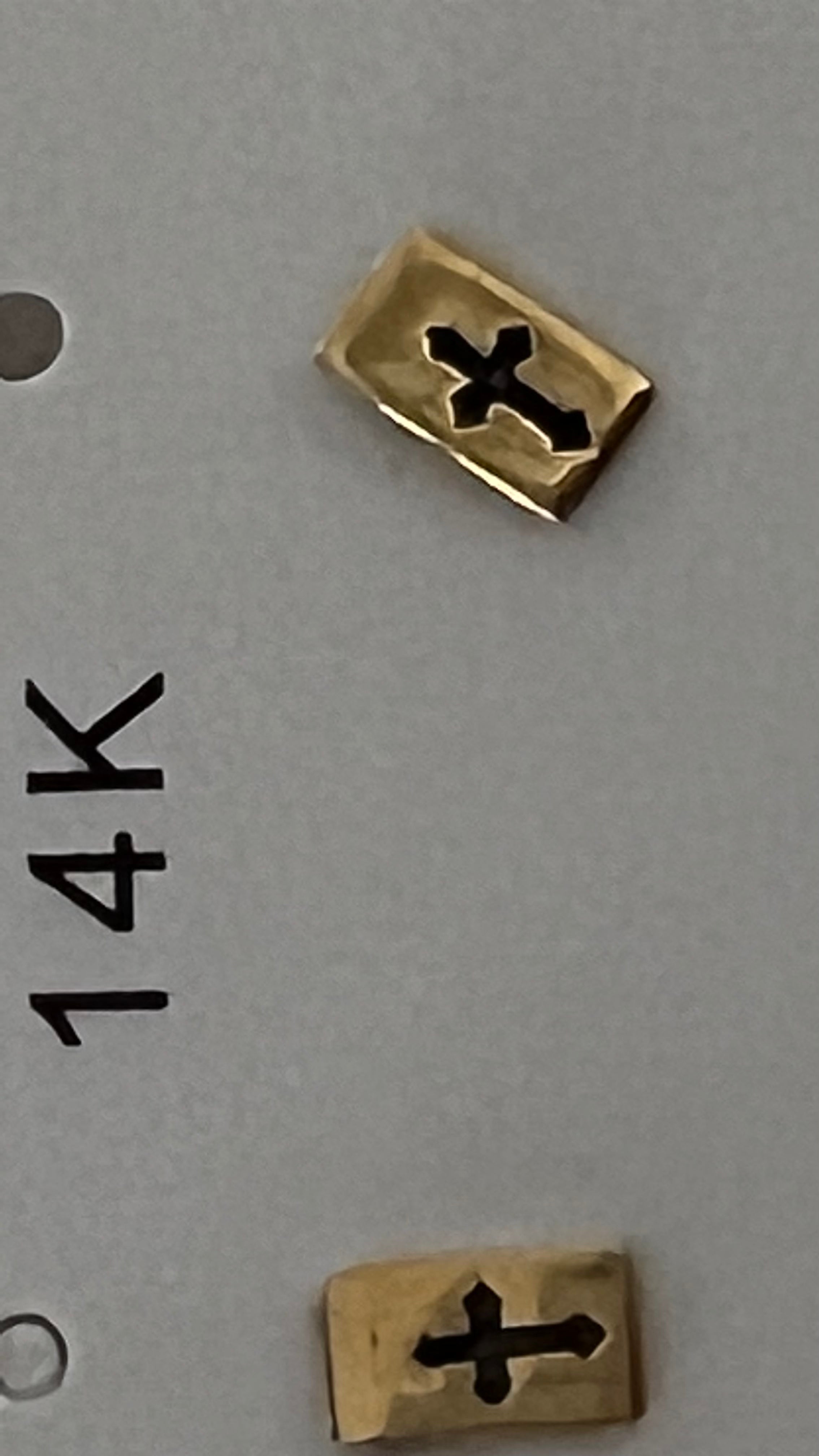 14k Solid Gold Nera Cross studs