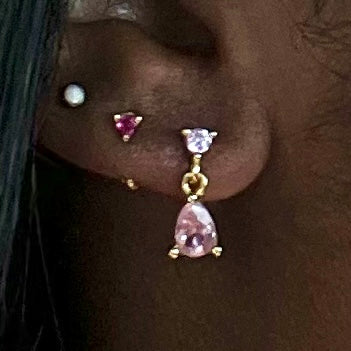 Pink Rhea Drop Stud Earrings