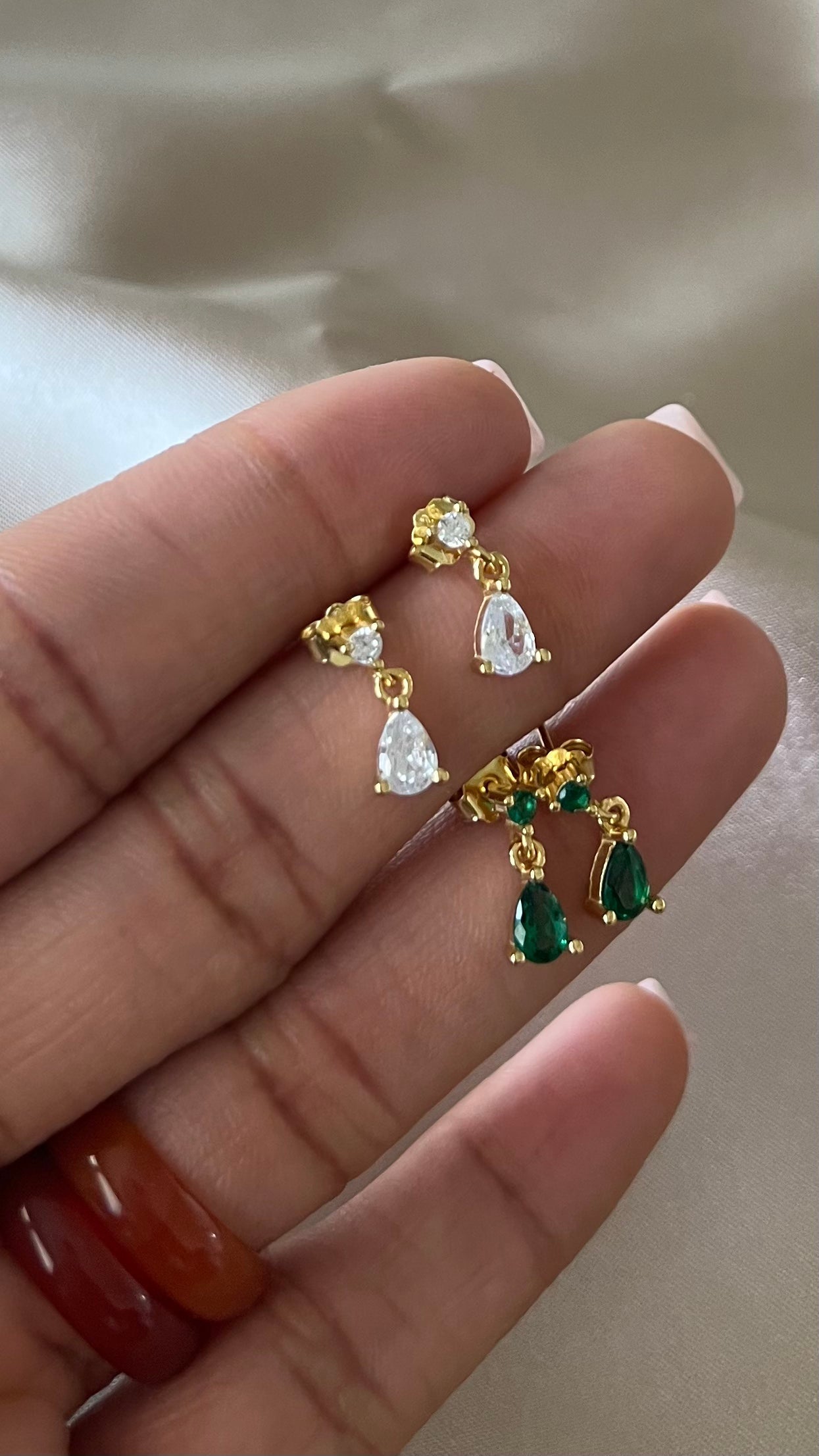 Emerald  Rhea Drop Stud Earrings