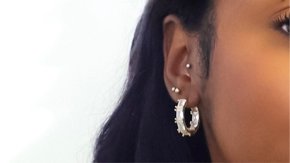 Silver Stacked Glitzy Hoops