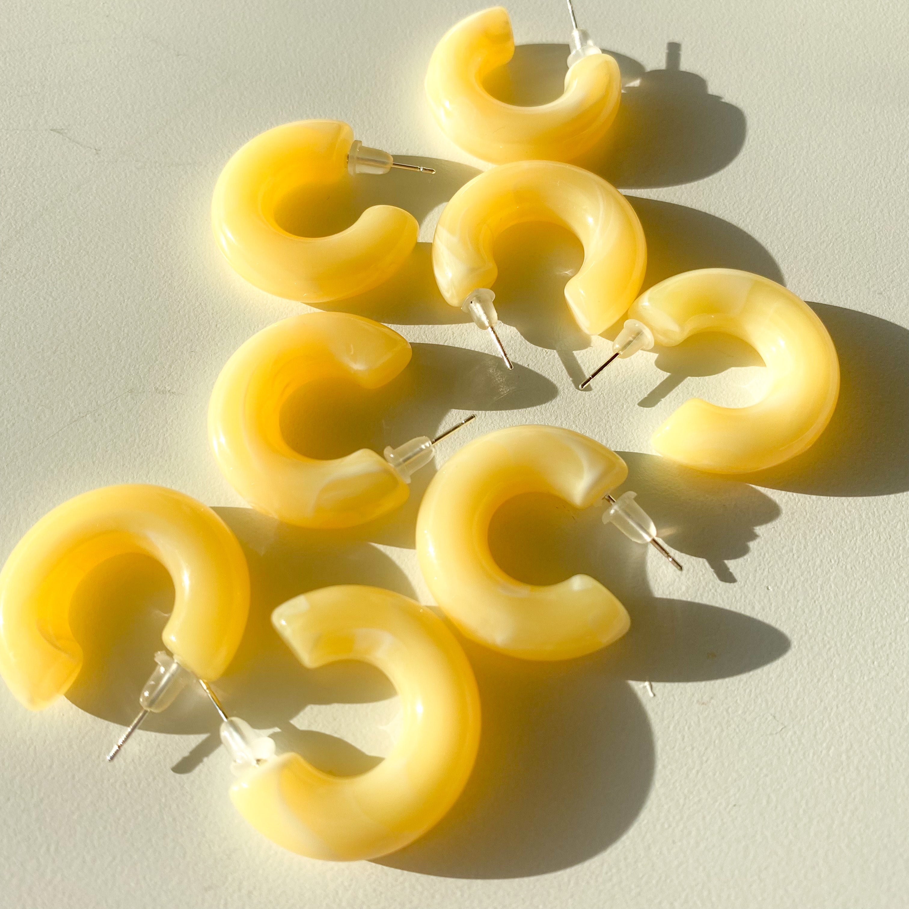 Lemon Swirl Acrylic Hoops