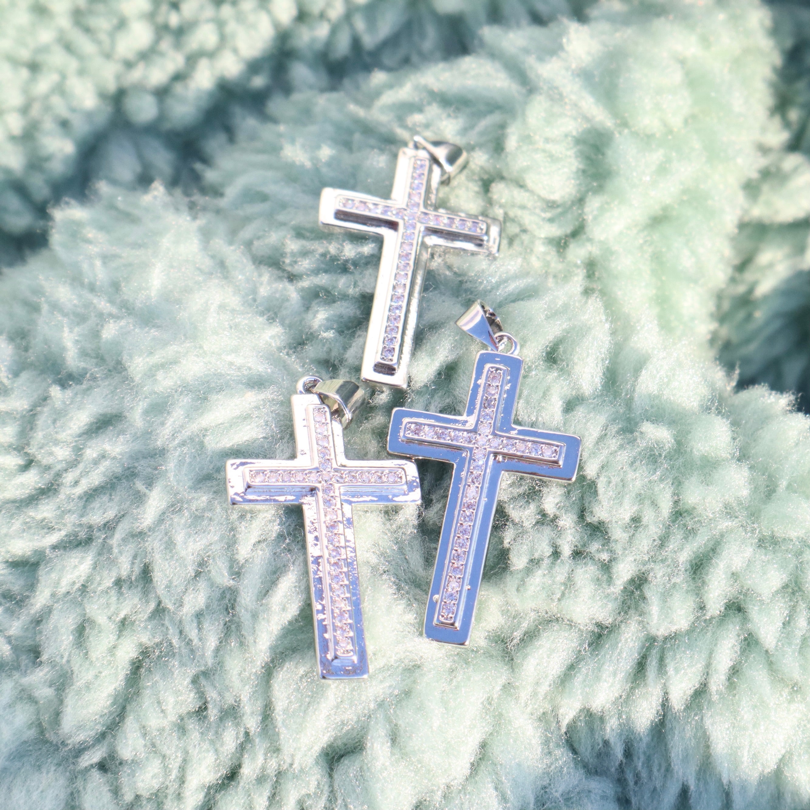 Silver Pavé Cross Necklace