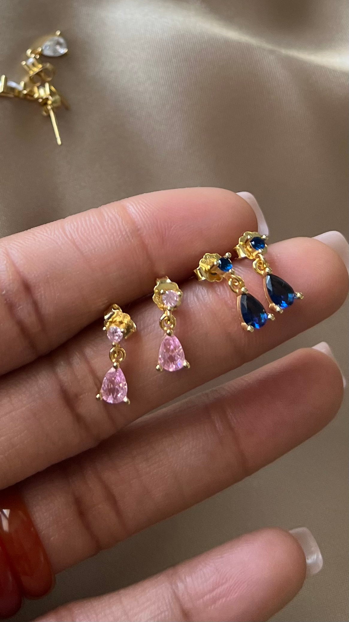 Pink Rhea Drop Stud Earrings