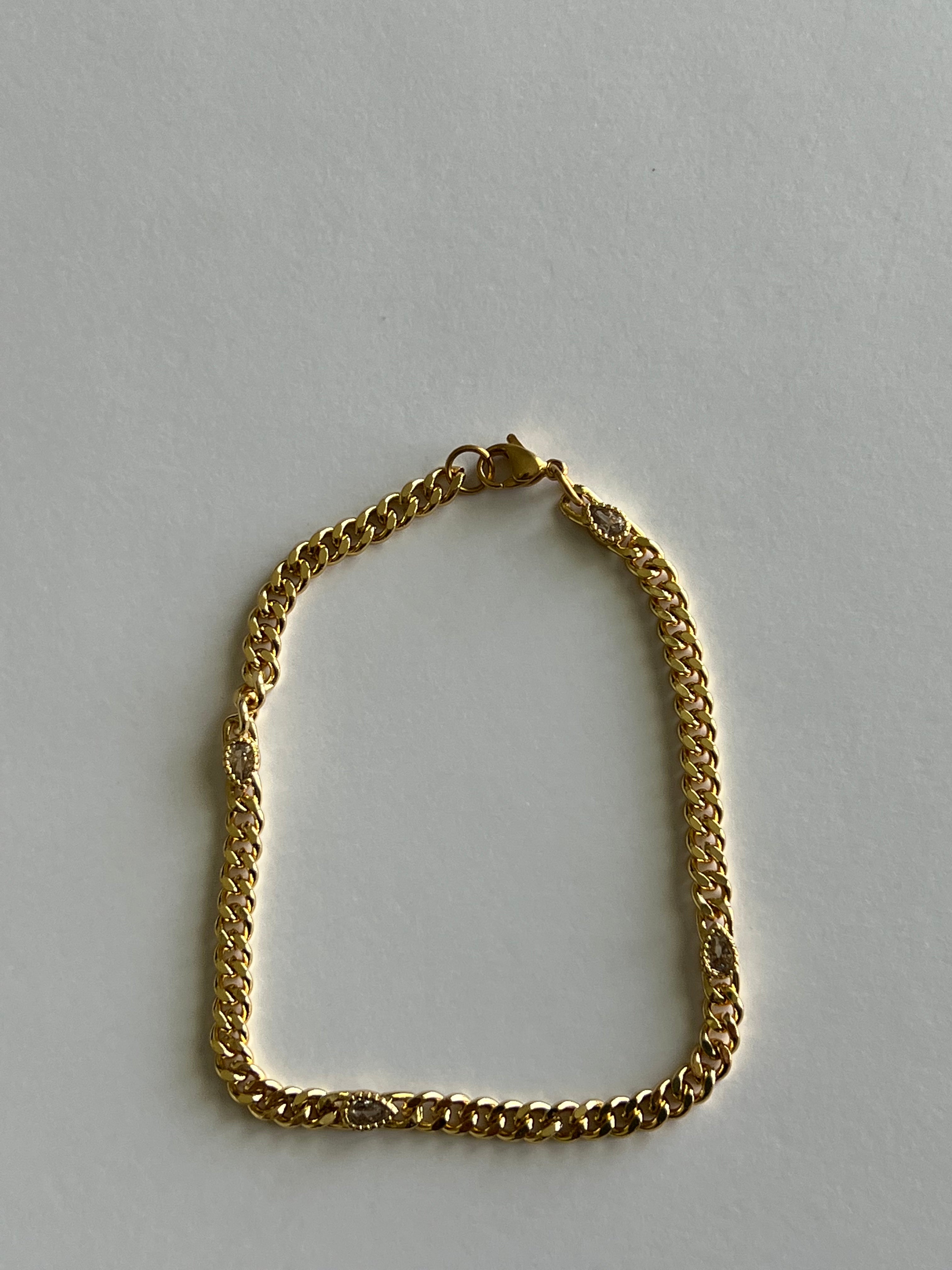 Teardrop curb link anklet