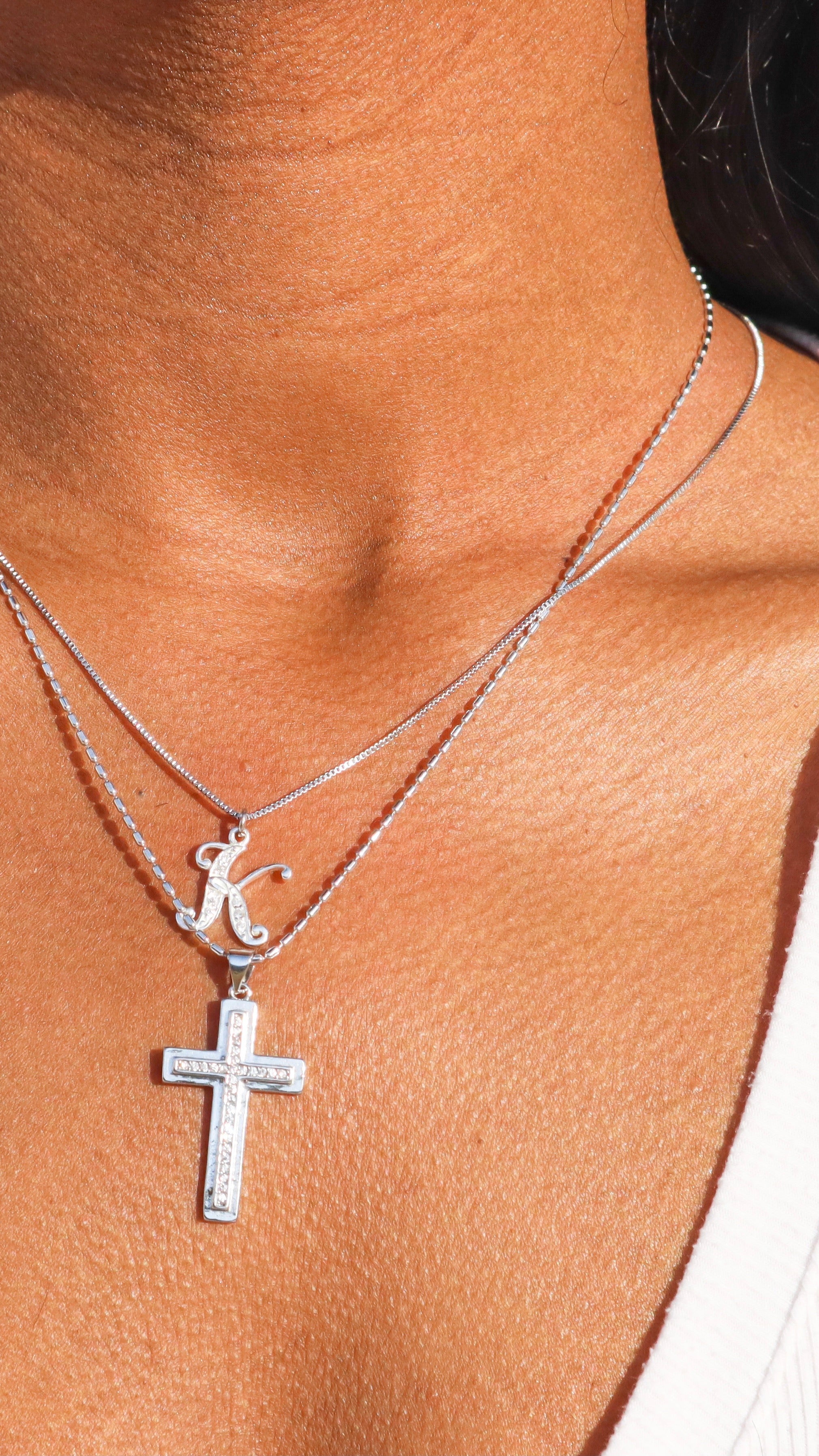 Silver Pavé Cross Necklace